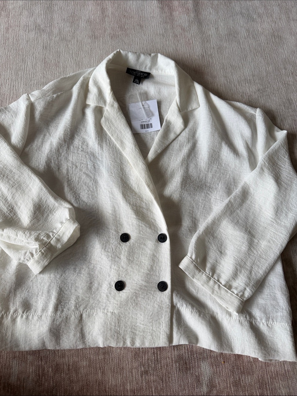 Topshop Cream Double Breasted Blazer Top Petite Size 4
